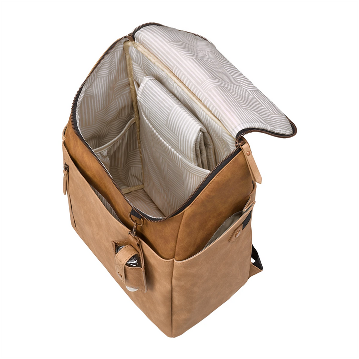 Tempo Backpack Diaper Bag in Brioche, Packing Cube Set & Stroller Clips Bundle-Diaper Bags-Petunia Pickle Bottom