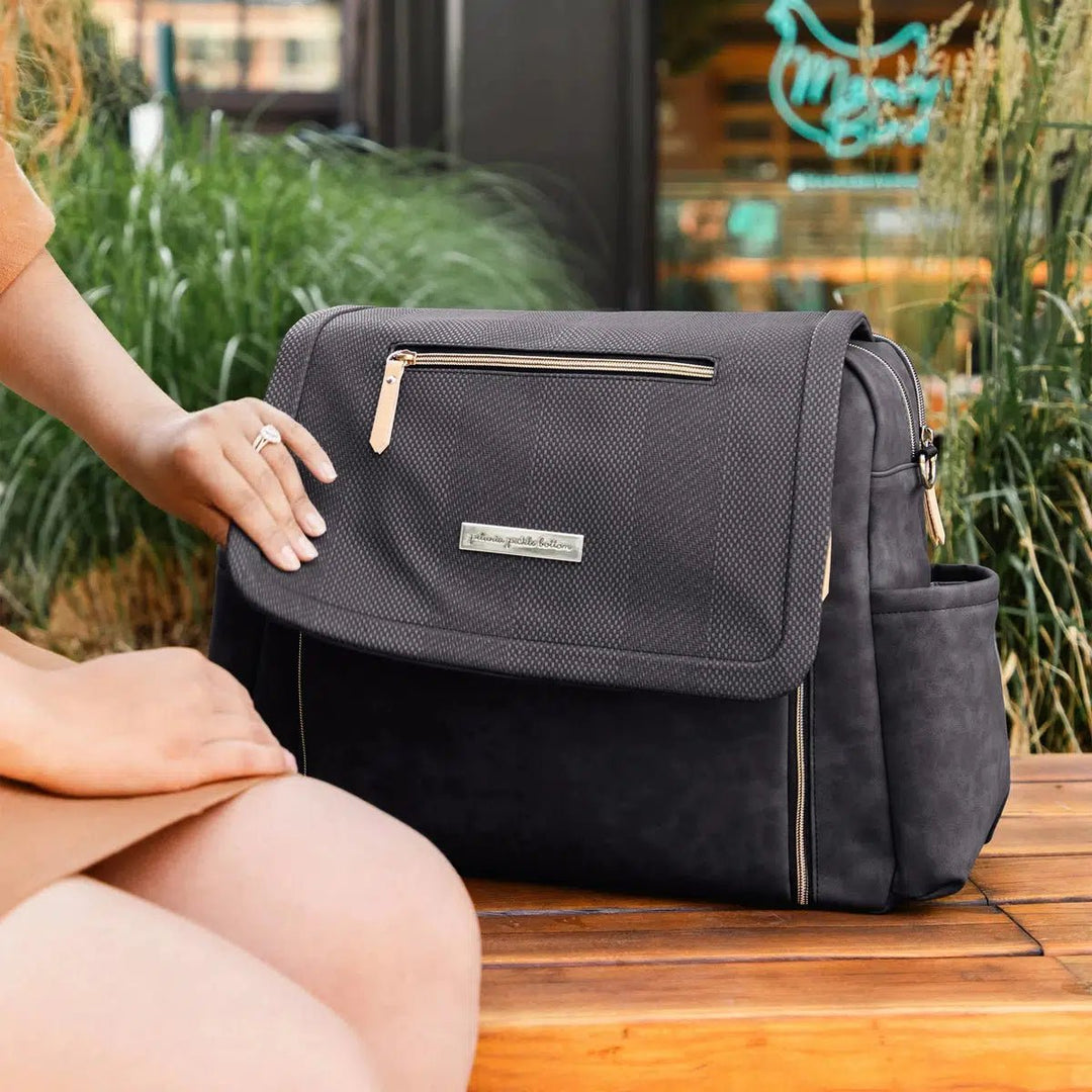 Boxy Backpack Deluxe in Carbon Cable Stitch-Diaper Bags-Petunia Pickle Bottom