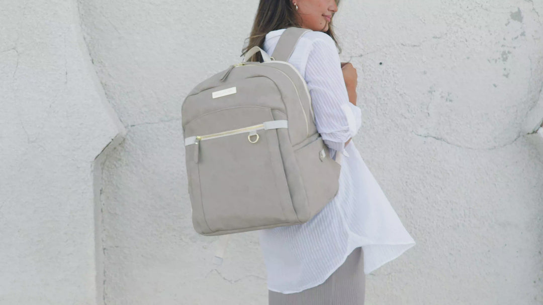 2-in-1 Provisions Breast Pump & Diaper Bag Backpack in Grey Matte Leatherette