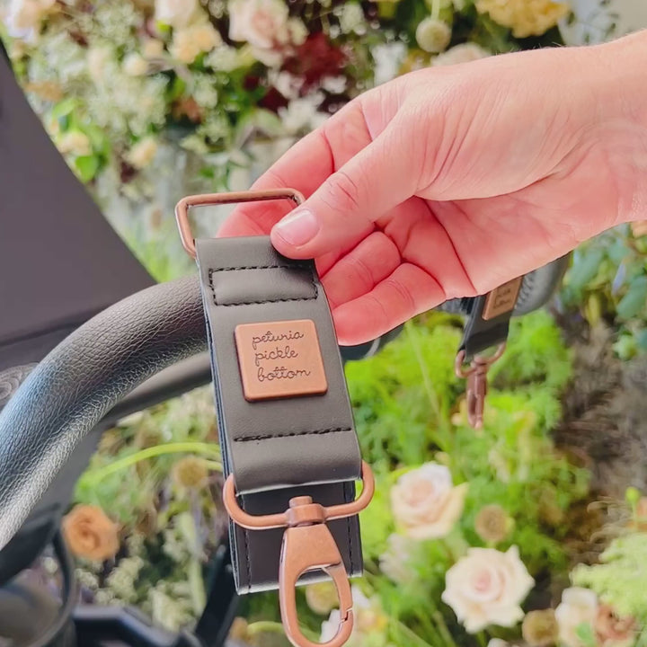 Valet Stroller Clips in Grey Matte Leatherette