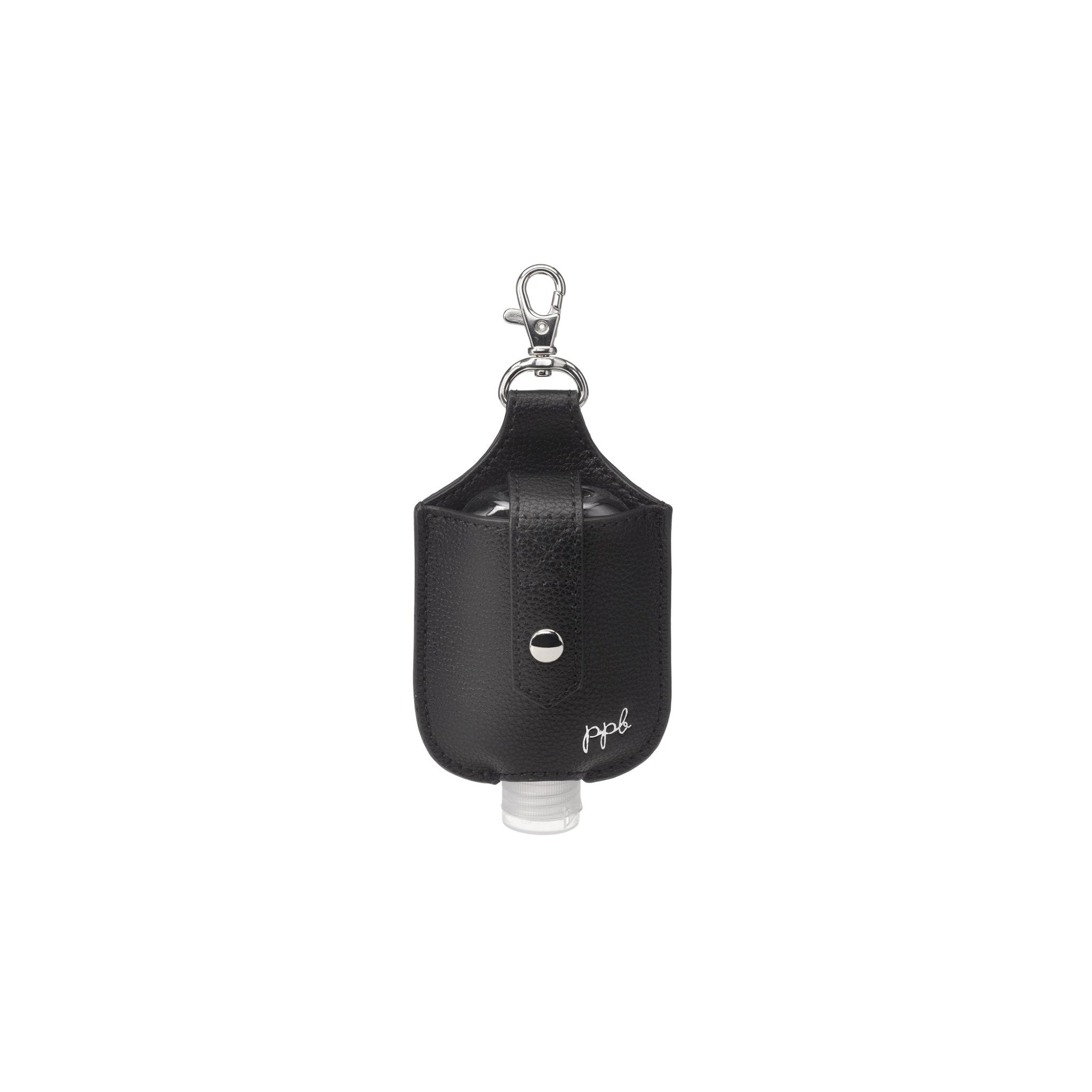Clip & Clean Hand Sanitizer Pouch in Silver/Pebbled Black