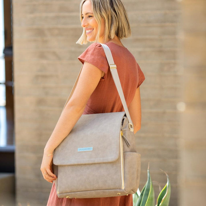 Boxy Backpack in Grey Matte Leatherette-Diaper Bags-Petunia Pickle Bottom