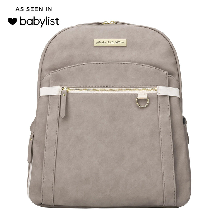 as seen in babylist. provisions backpack in grey matte leatherette