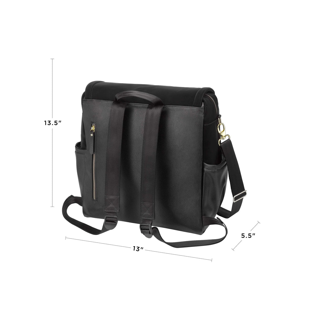 boxy backpack in twilight black. 13.5 inches in height, 5.5 inches in width and 13 inches in length