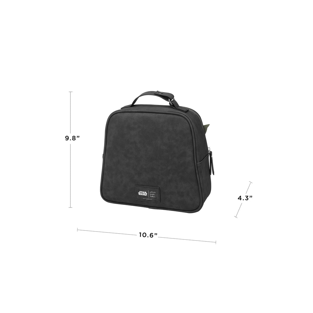 the tandem bottle and lunch tote is 9.8 inches tall, 4.3 inches in width, and 10.6 inches in length