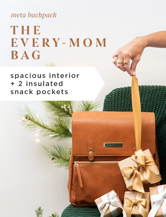 meta backpack bag for every mom with spacious interior and 2 insulated snack pockets