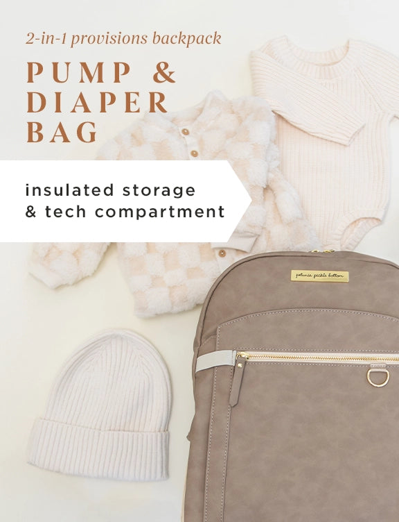 provisions backpack pump & diaper bag with insulated storage and tech compartment