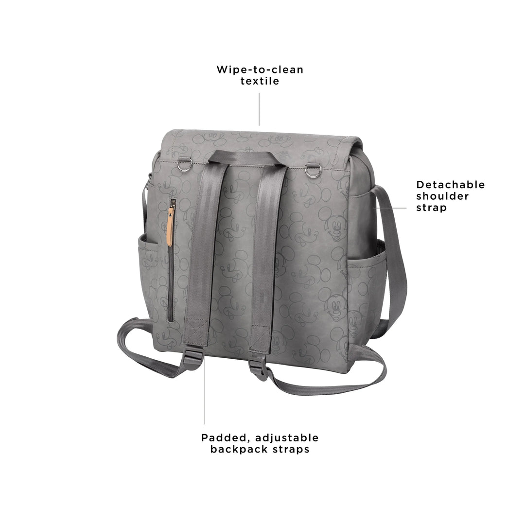 boxy backpack wipe-to -clean textile. detachable shoulder strap. padded, adjustable backpack straps