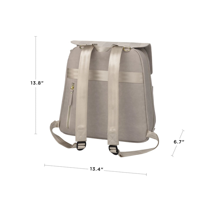 meta backpack in sand cable stitch. 13.8 inches in height, 6.7 inches in width, 13.4 inches in length
