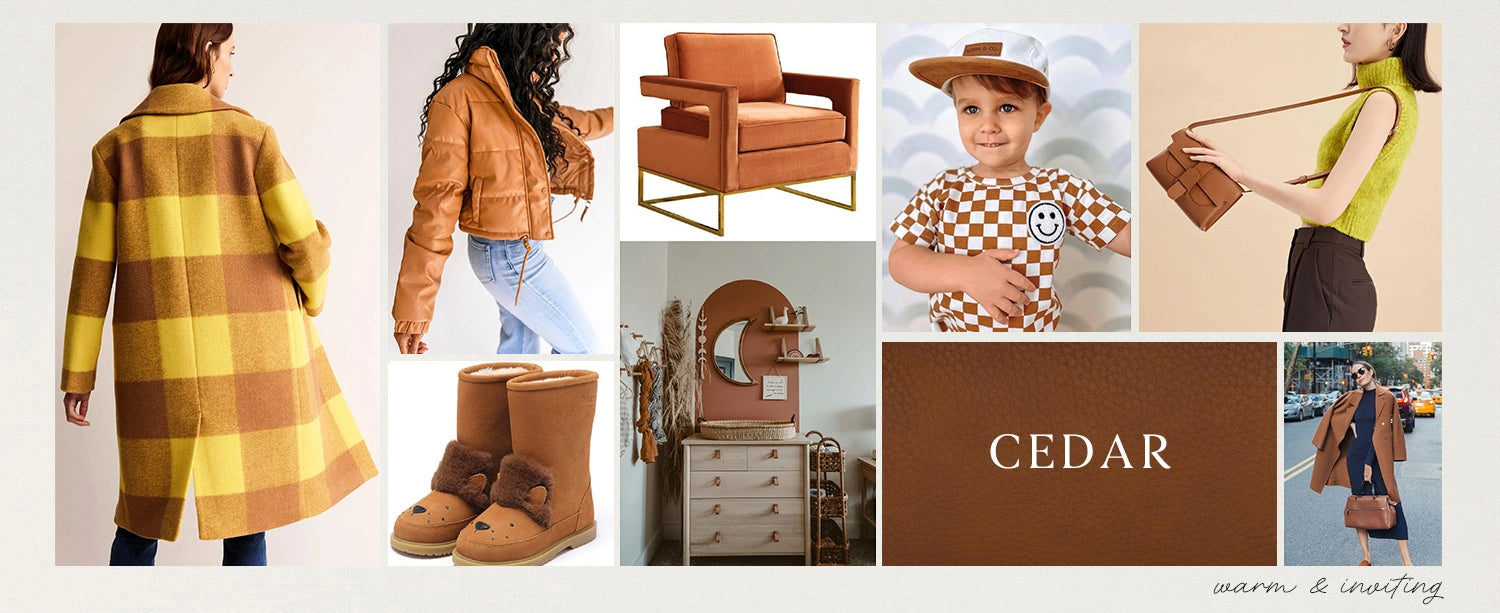 cedar color mood trend board - warm & inviting