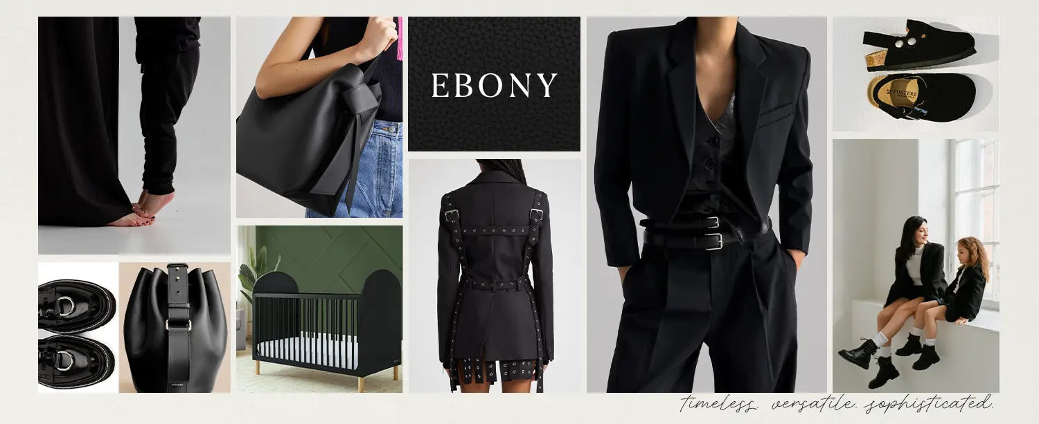 ebony color style moodboard - timeless, versatile, sophisticated 