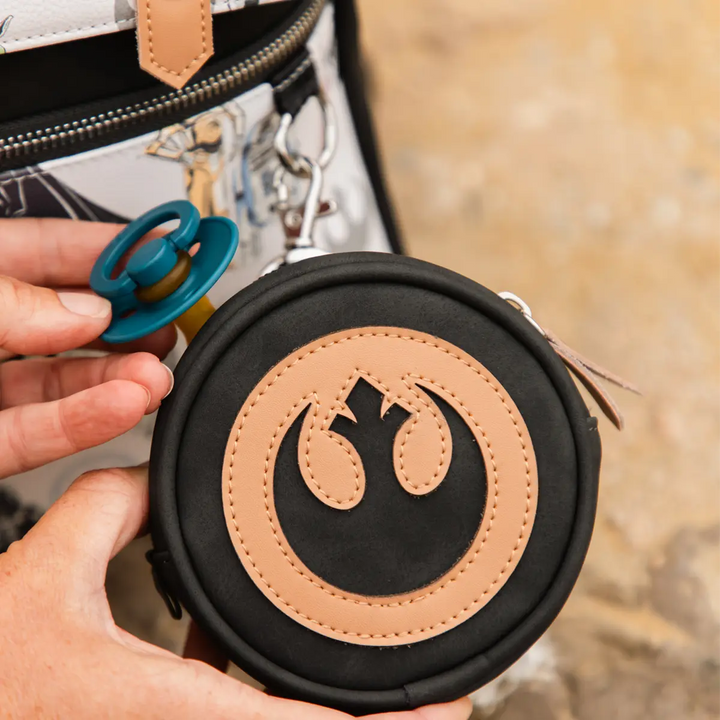 close up of keychain pouch of Meta Backpack in The Star Wars Collection