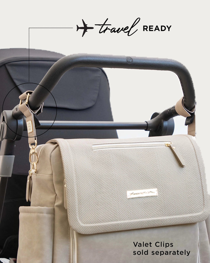 Boxy Backpack Deluxe in Sand Cable Stitch, Deluxe Kit & Stroller
