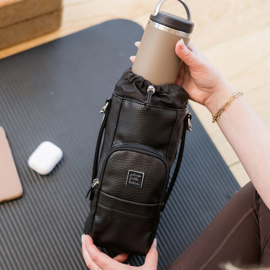 water bottle going inside the Viva Cross-Body in Ebony