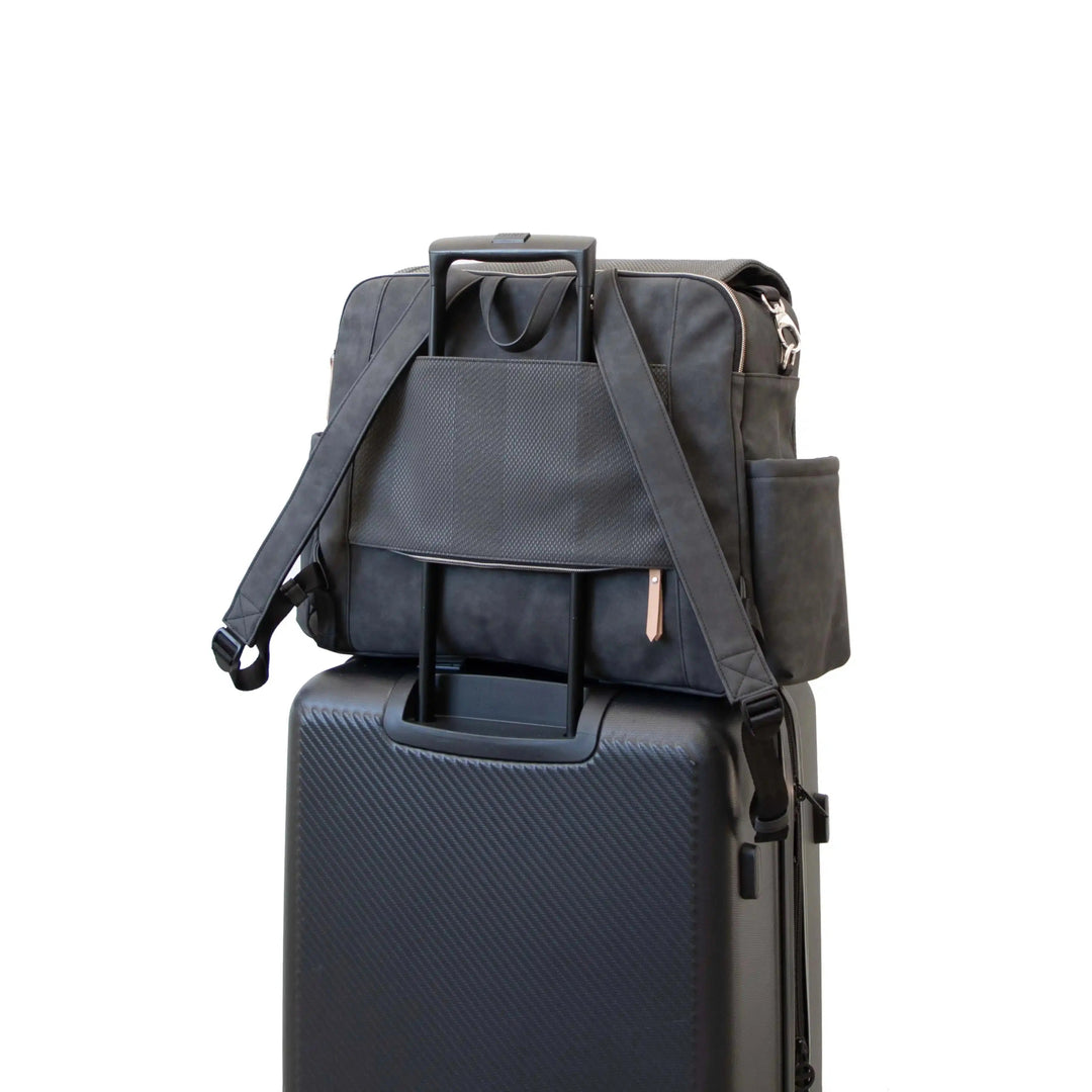 Boxy Backpack Deluxe in Carbon Cable Stitch-Diaper Bags-Petunia Pickle Bottom