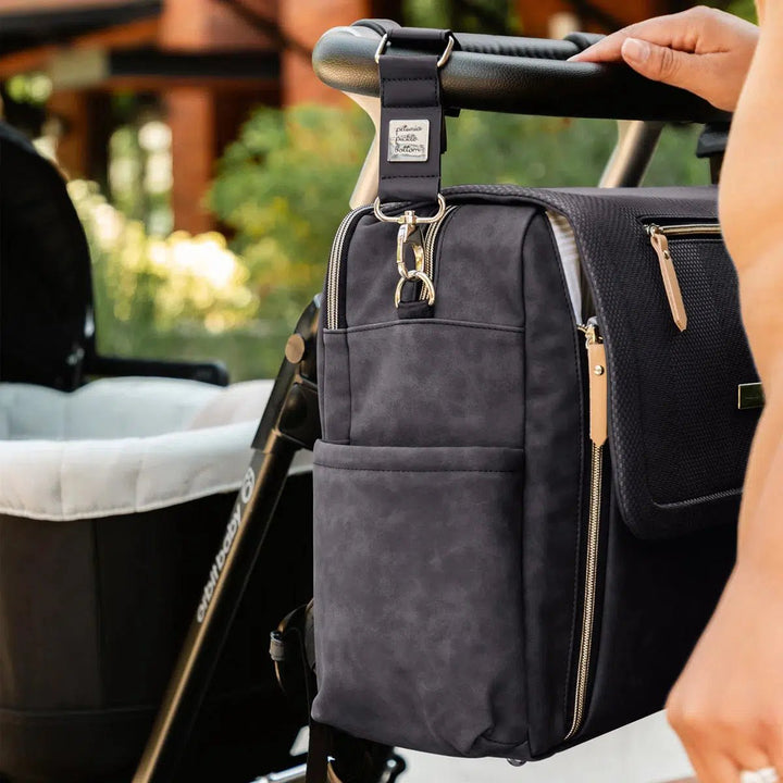 Boxy Backpack Deluxe in Carbon Cable Stitch-Diaper Bags-Petunia Pickle Bottom