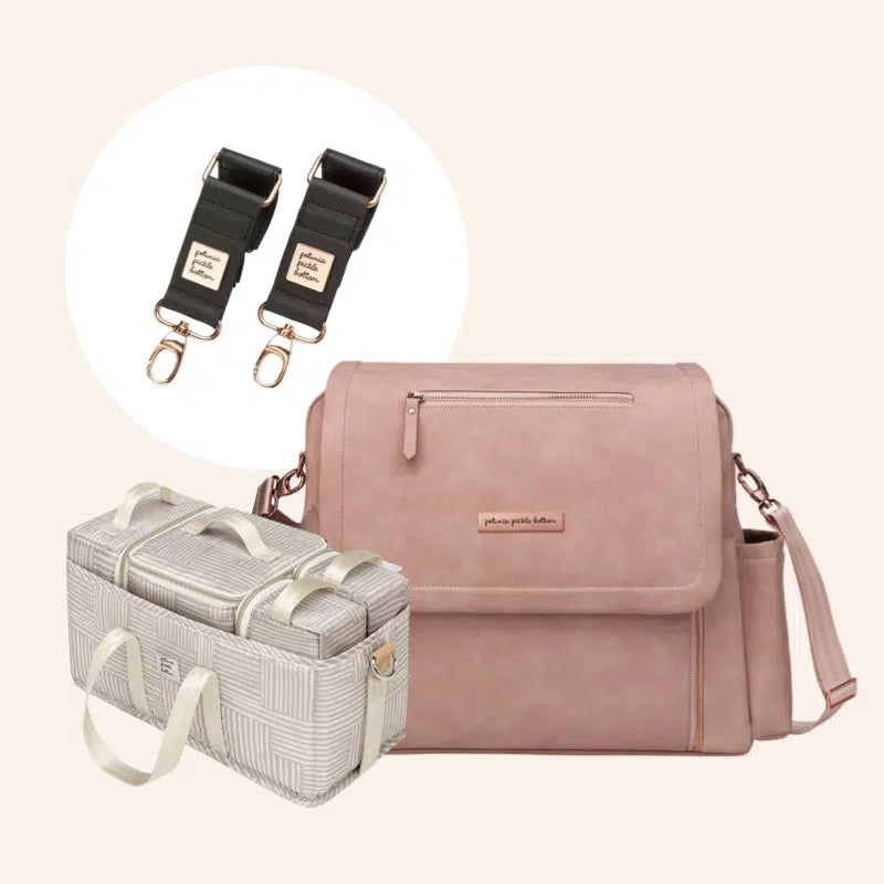 Boxy Backpack Deluxe in Toffee Rose, Deluxe Kit & Stroller Clips Bundle