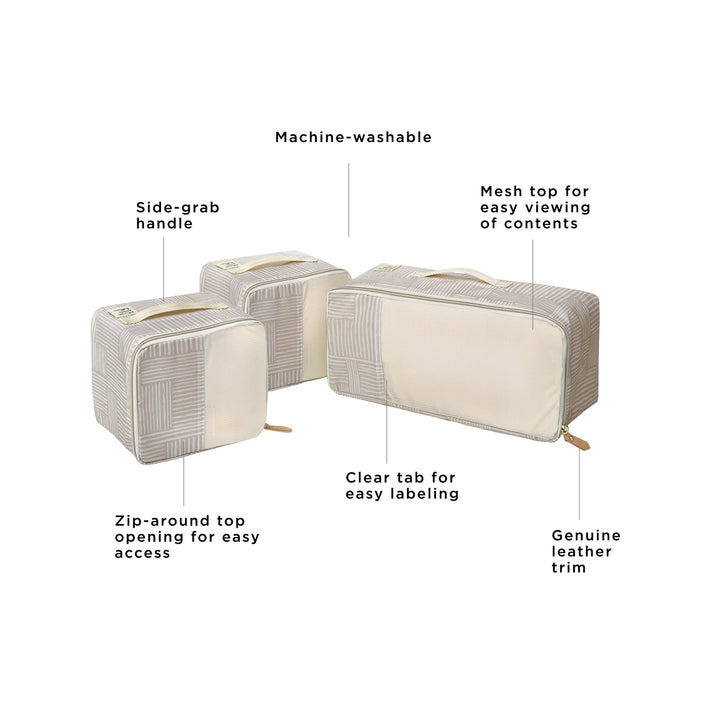 inter-mix pixel pro features a side-grab handle, zip-around top opening for easy access, machine washable, clear tab for easy labeling, mesh top for easy viewing of contents, and genuine leather trim