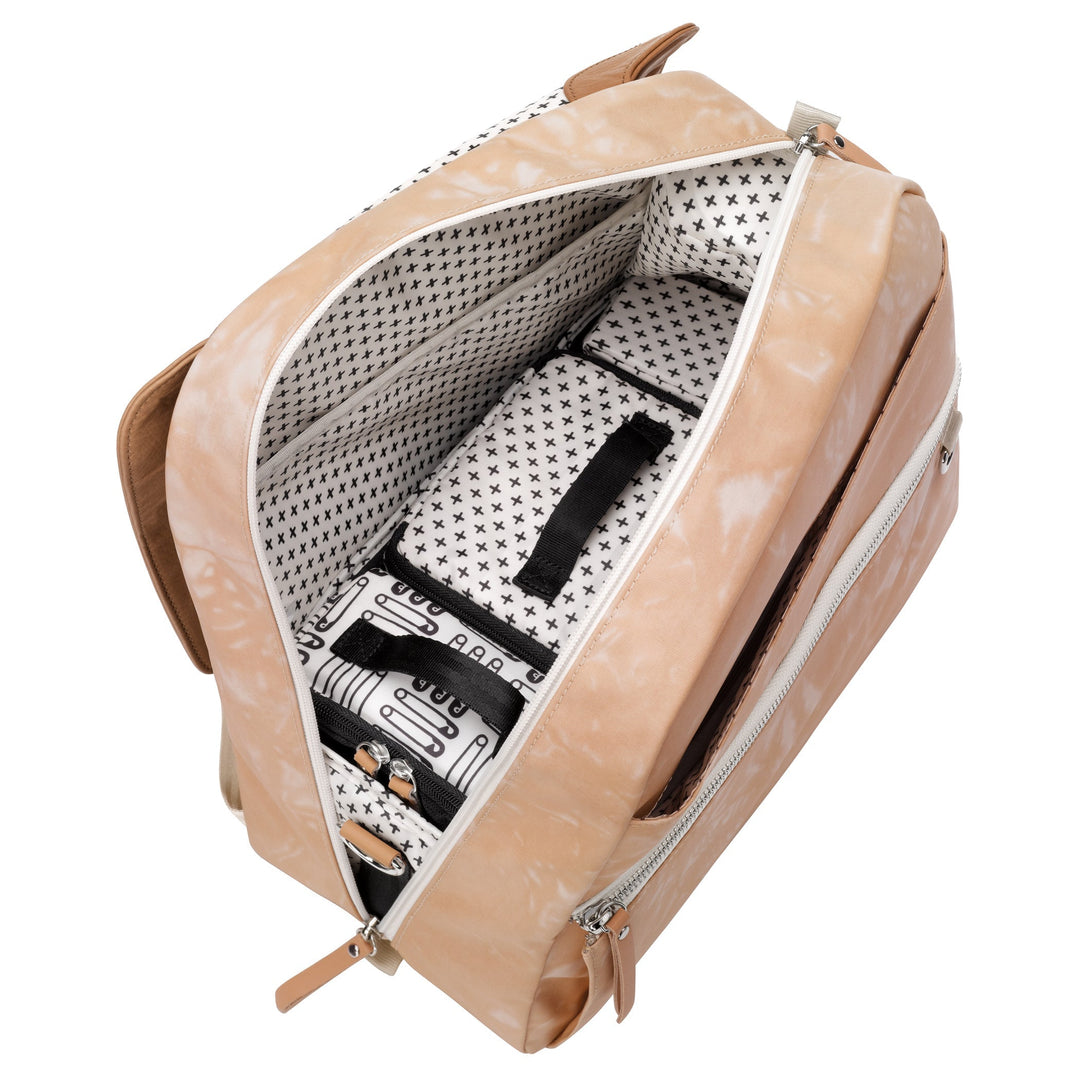 Meta Backpack in Dusted Desert Tie-Dye and Stroller Clip Bundle-Diaper Bags-Petunia Pickle Bottom