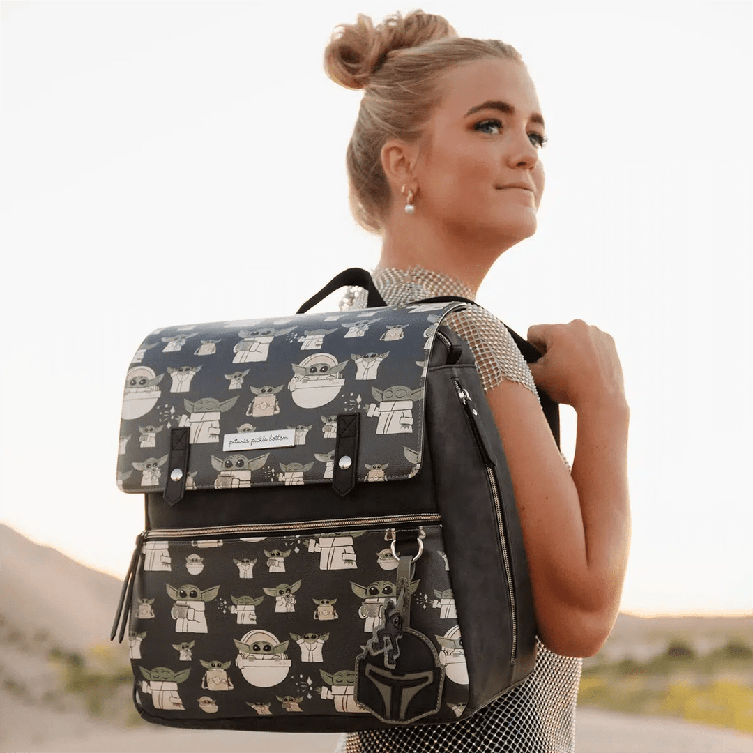 mom wearing the Meta Backpack in The Child