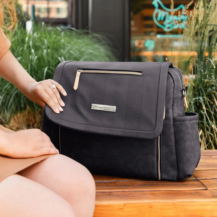 Boxy Backpack Deluxe in Carbon Cable Stitch-Diaper Bags-Petunia Pickle Bottom