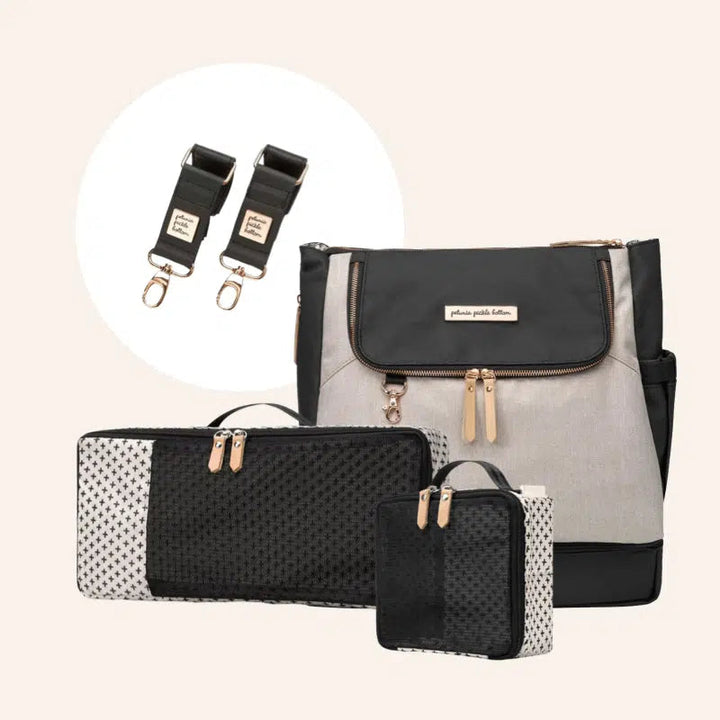 Pivot Pack in Black/Sand, Max Pixel, Midi Pixel & Stroller Clips Bundle-Petunia Pickle Bottom