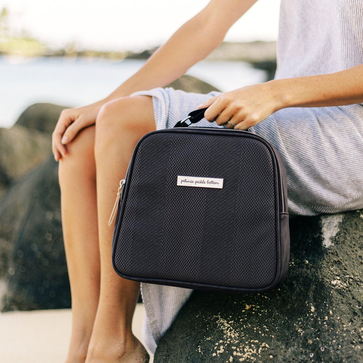 Tandem Bottle & Lunch Tote in Carbon Cable Stitch-Bottle Bags-Petunia Pickle Bottom