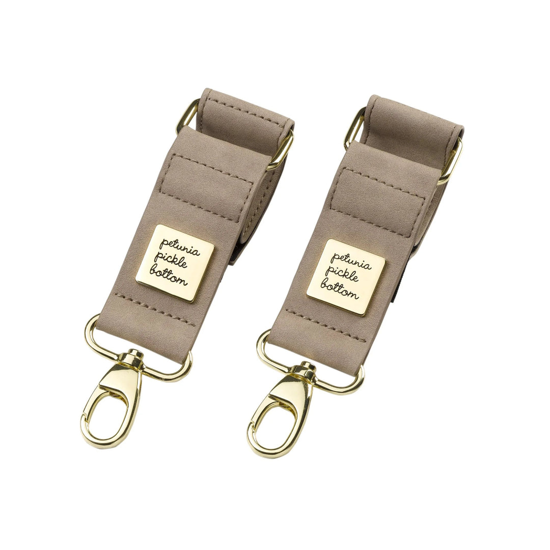 valet stroller clips in grey matte leatherette