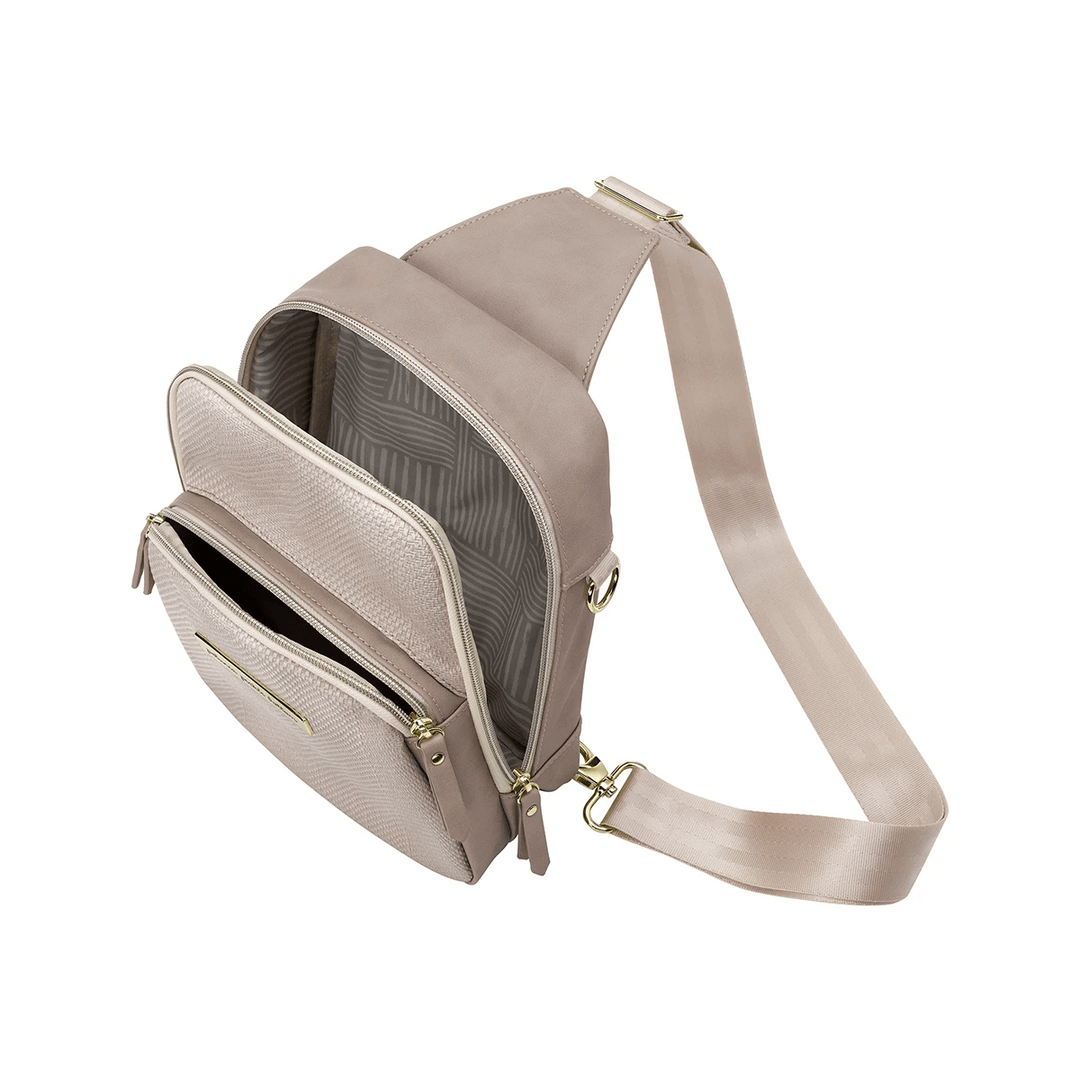 criss-cross sling in grey matte cable stitch