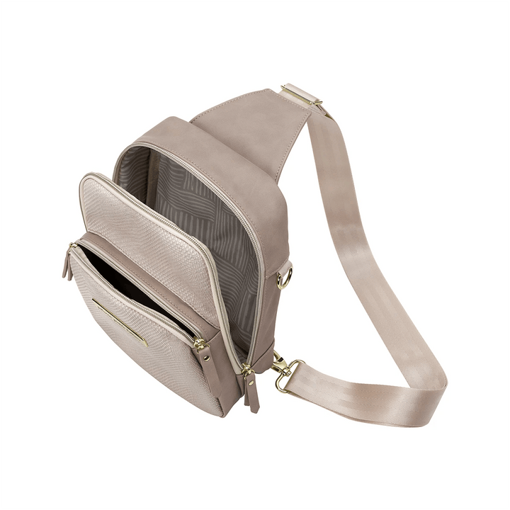 criss-cross sling in grey matte cable stitch