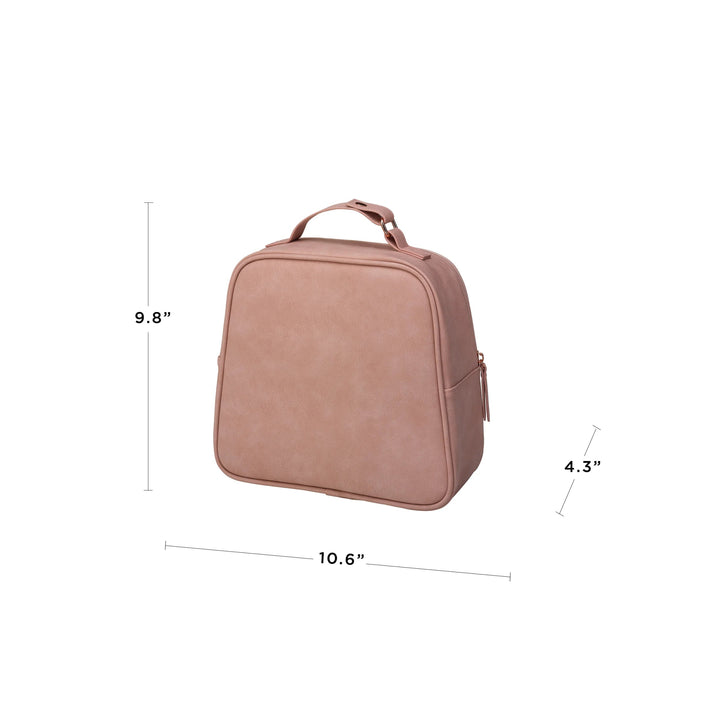 the tandem bottle and lunch tote is 9.8 inches tall, 4.3 inches in width, and 10.6 inches in length
