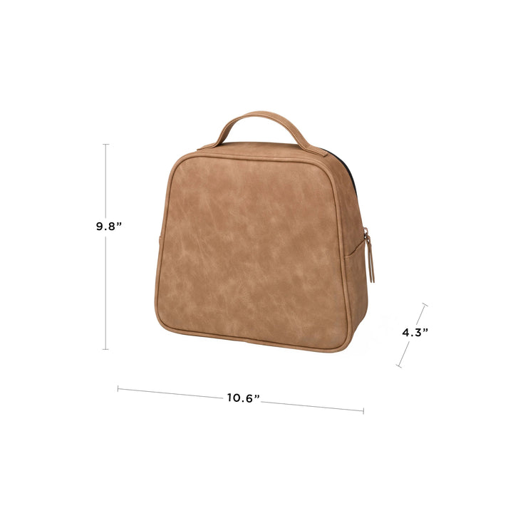 the tandem bottle and lunch tote is 9.8 inches tall, 4.3 inches in width, and 10.6 inches in length