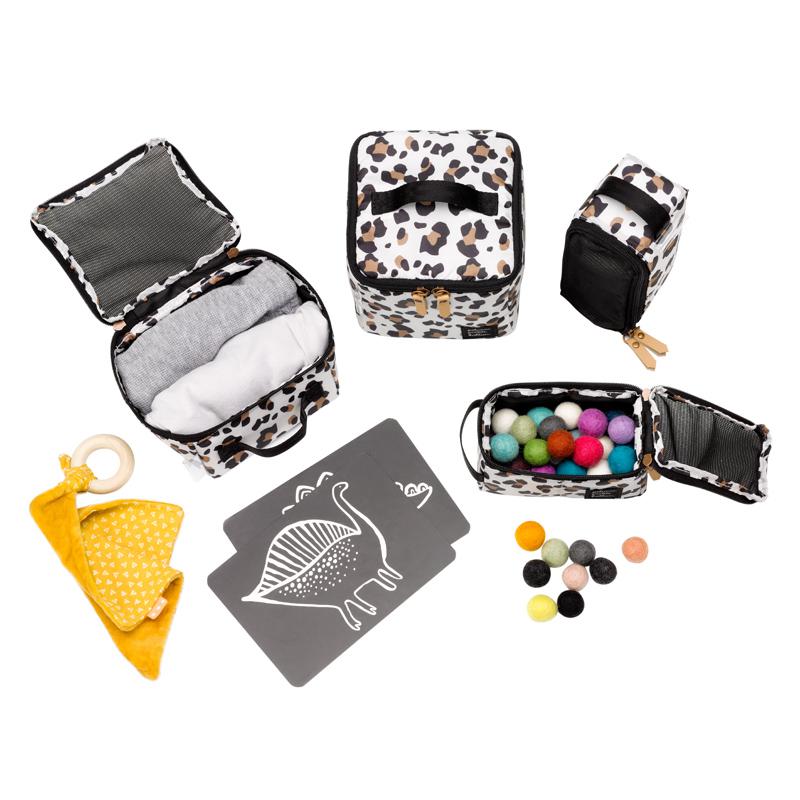 Tempo Backpack Diaper Bag in Brioche, Packing Cube Set & Stroller Clips Bundle-Diaper Bags-Petunia Pickle Bottom
