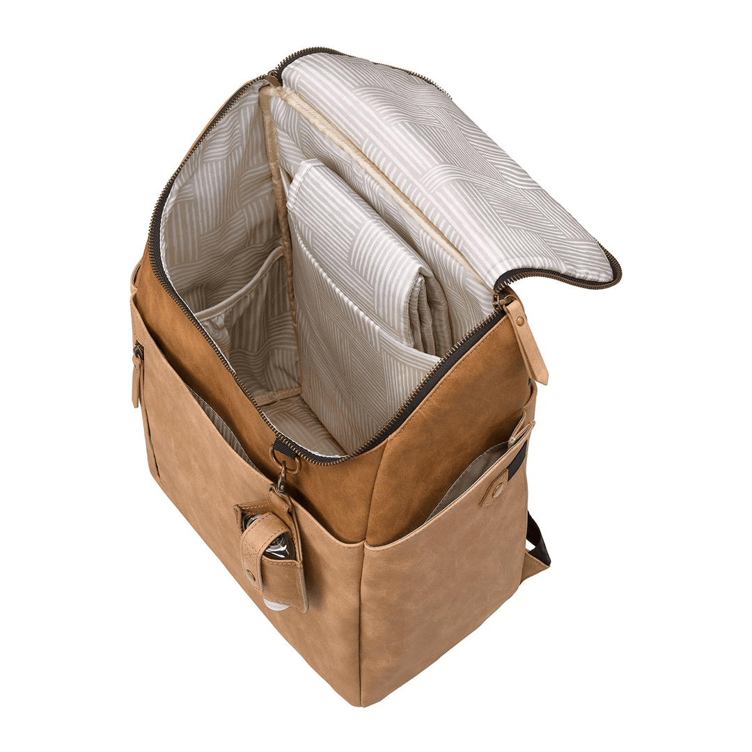 Tempo Backpack Diaper Bag in Brioche, Packing Cube Set & Stroller Clips Bundle-Diaper Bags-Petunia Pickle Bottom