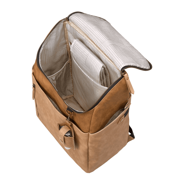 Tempo Backpack Diaper Bag in Brioche, Packing Cube Set & Stroller Clips Bundle-Diaper Bags-Petunia Pickle Bottom