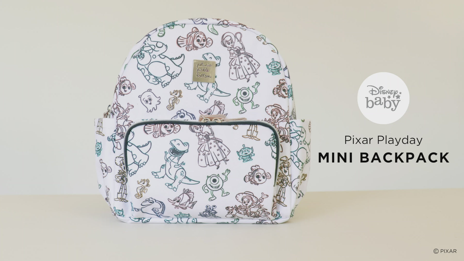 Petunia Pickle Bottom Mini Backpack in Disney/Pixar Playday, White