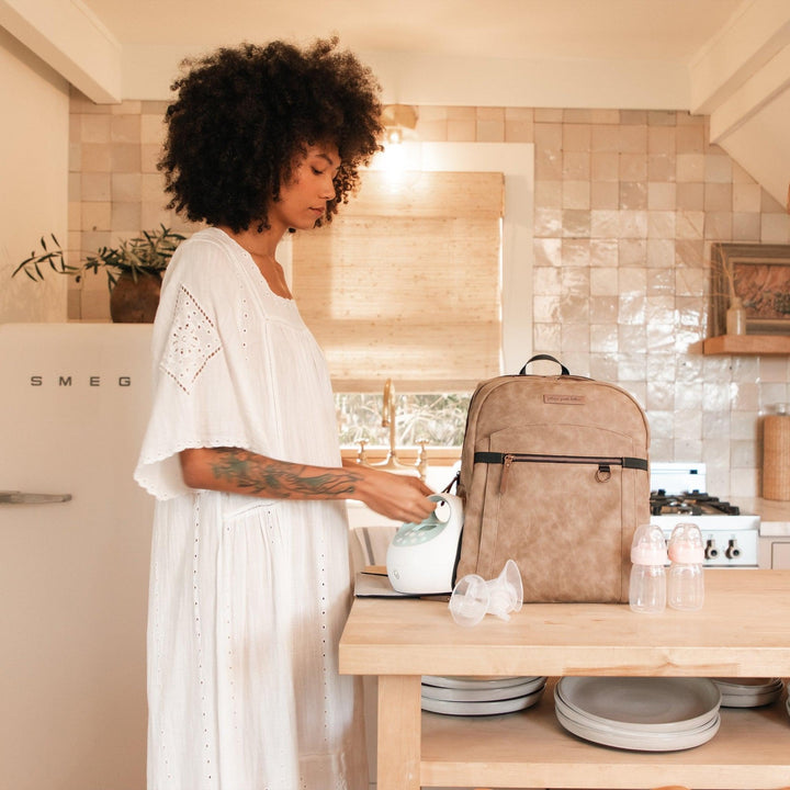 2-in-1 Provisions Breast Pump & Diaper Bag Backpack in Brioche-Diaper Bags-Petunia Pickle Bottom