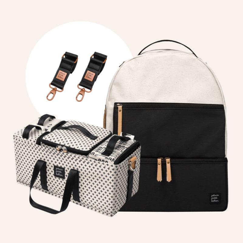 Axis Backpack in Birch/Black, Deluxe Kit, Stroller Clips & Bundle-Diaper Bags-Petunia Pickle Bottom