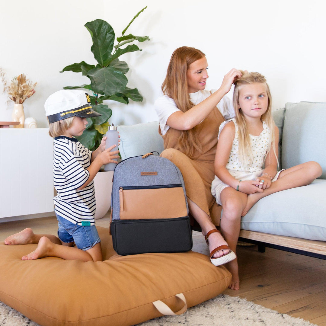 Axis Backpack in Graphite/Camel-Diaper Bags-Petunia Pickle Bottom