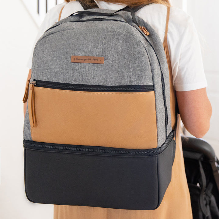 Axis Backpack in Graphite/Camel-Diaper Bags-Petunia Pickle Bottom