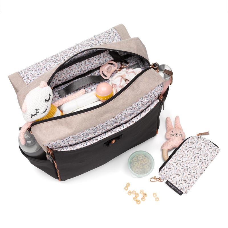 Boxy Backpack in Sand/Black-Diaper Bags-Petunia Pickle Bottom