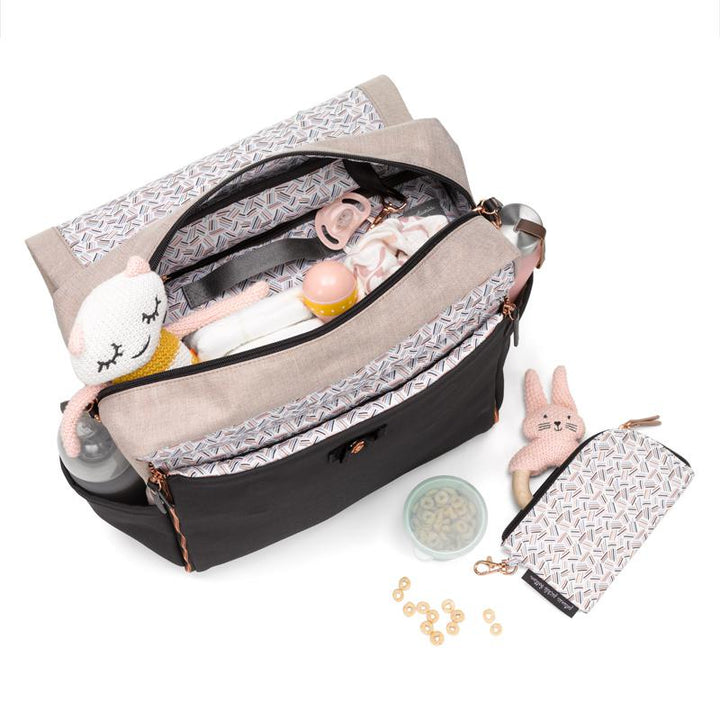 Boxy Backpack in Sand/Black-Diaper Bags-Petunia Pickle Bottom