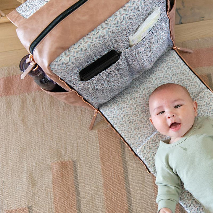 Boxy Backpack in Dusty Rose Matte Leatherette-Diaper Bags-Petunia Pickle Bottom
