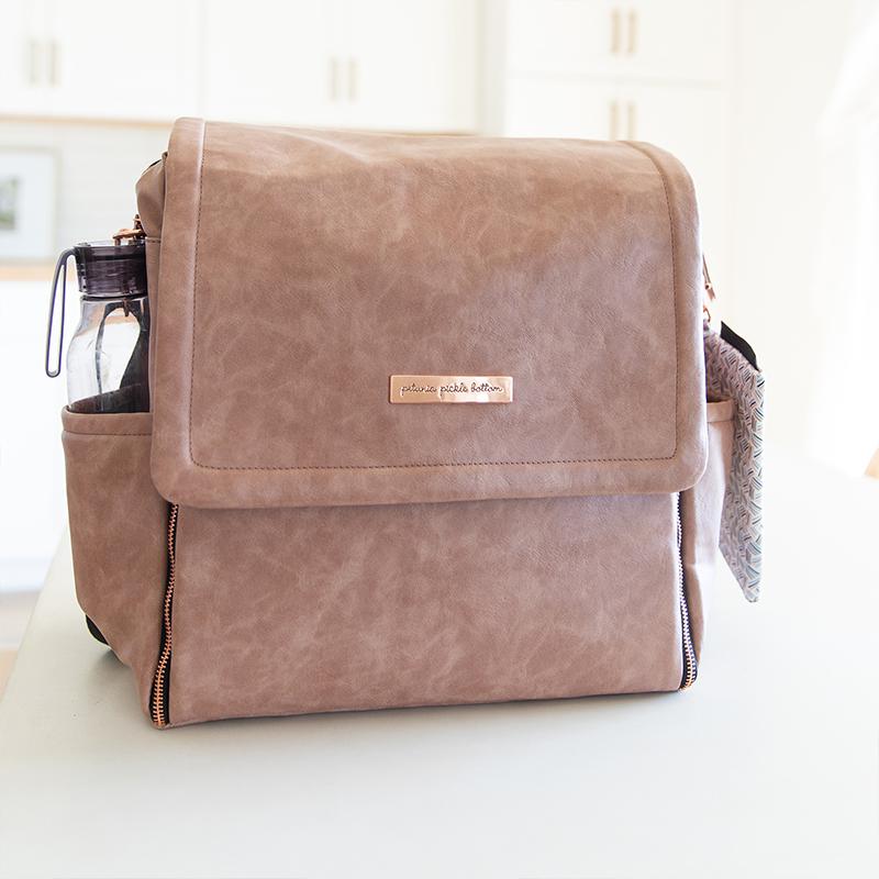 Boxy Backpack in Dusty Rose Matte Leatherette-Diaper Bags-Petunia Pickle Bottom