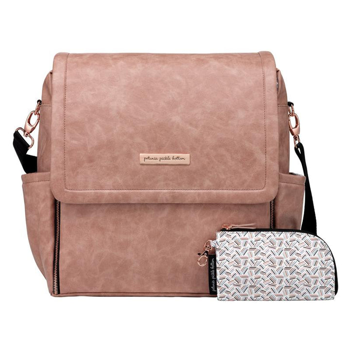 Boxy Backpack in Dusty Rose Matte Leatherette-Diaper Bags-Petunia Pickle Bottom