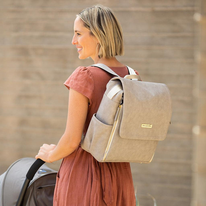 Boxy Backpack in Grey Matte Leatherette-Diaper Bags-Petunia Pickle Bottom
