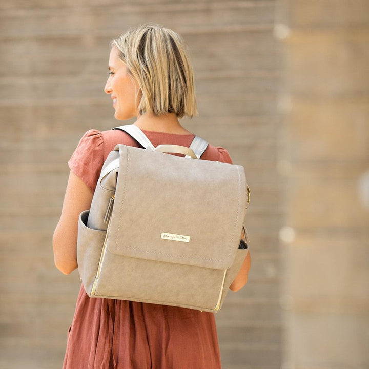 Boxy Backpack in Grey Matte Leatherette-Diaper Bags-Petunia Pickle Bottom