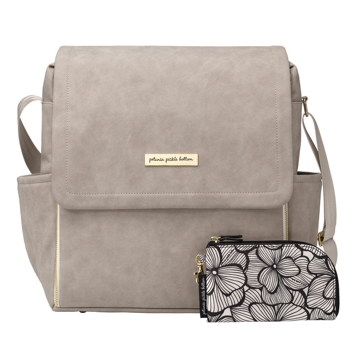 Boxy Backpack in Grey Matte Leatherette-Diaper Bags-Petunia Pickle Bottom