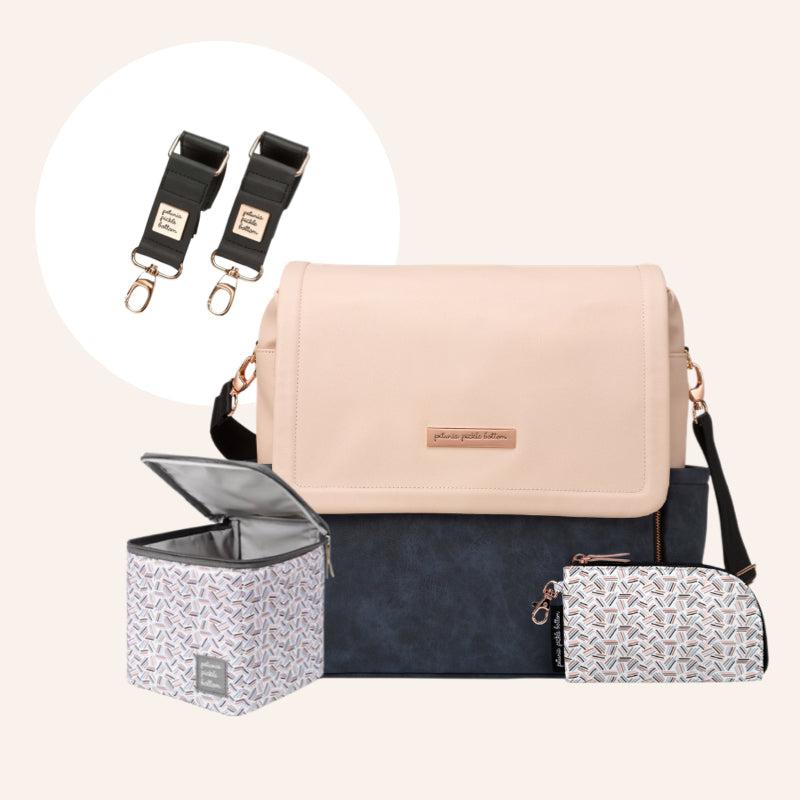 Boxy Backpack in Indigo Blush, Cool Pixel, Stroller Clips Bundle-Diaper Bags-Petunia Pickle Bottom