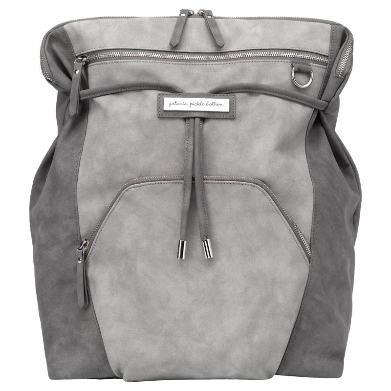 Cinch Backpack in Pewter Leatherette-Diaper Bags-Petunia Pickle Bottom